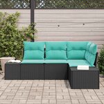 vidaXL Ensemble de canapé de jardin avec coussin 4 Pièces Noir polyrotin