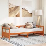 vidaXL Lit de jour avec matelas cire marron 90x200 cm bois pin massif