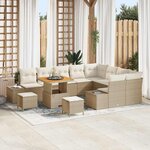 vidaXL Ensemble de canapé de jardin 12 Pièces Beige Poly rotin