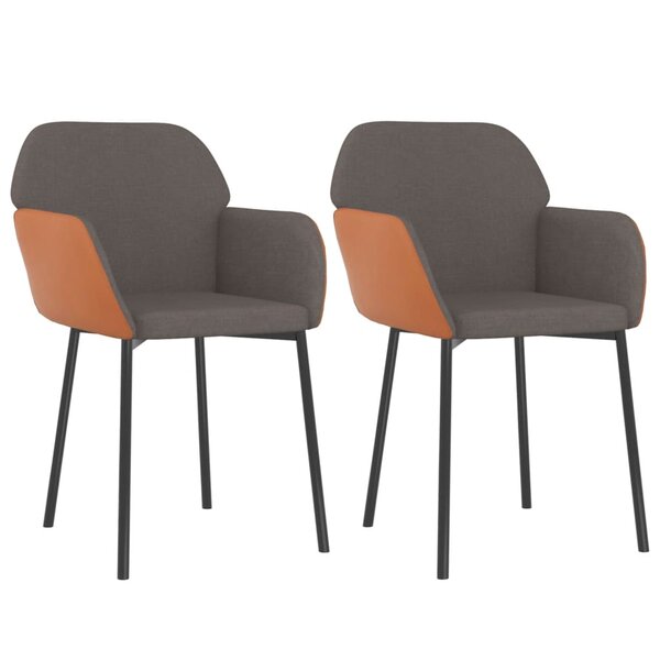 vidaXL Chaises à manger lot de 2 gris foncé tissu et similicuir