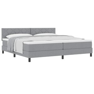 vidaXL Lit à ressorts avec matelas Gris clair 200 x 200 cm tissu