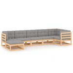 vidaXL Salon de jardin 7 Pièces avec coussins Bois de pin massif