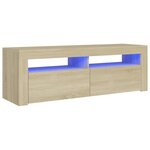 vidaXL Meuble TV avec lumières LED chêne sonoma 120x35x40 cm