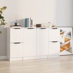 vidaXL Buffets 3 Pièces blanc brillant bois d'ingénierie