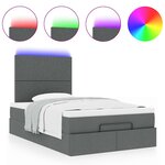 vidaXL Cadre de lit ottoman avec matelas gris foncé 120x190 cm tissu