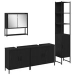 vidaXL Ensemble de mobilier de salle de bain avec étagère 4 Pièces Noir