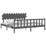 vidaXL Cadre de lit avec tête de lit gris 200x200 cm bois massif