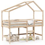 vidaXL Lit superposé et échelle et toit 80x200 cm bois de pin massif
