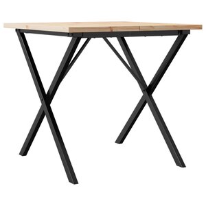 vidaXL Table à manger cadre en X 90x90x75 5cm bois de pin massif acier