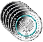 Pack pièces de monnaie 5 euro Allemagne 2020 (les 5 ateliers A, D, F, G et J) BE – Zone subpolaire