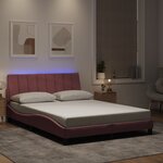 vidaXL Cadre de lit avec lumières LED rose 140x200 cm velours