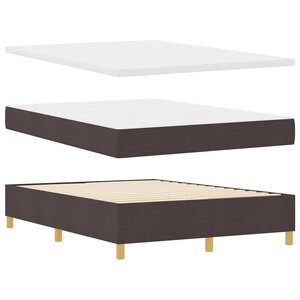 vidaXL Lit à ressorts avec matelas Marron foncé 140 x 190 cm tissu