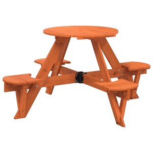 vidaXL Table de pique-nique pour 4 enfants avec trou de parasol rond