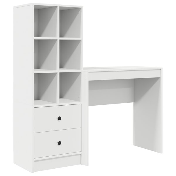 vidaXL Bureau avec Rangement Blanc Bois d'Ingénierie