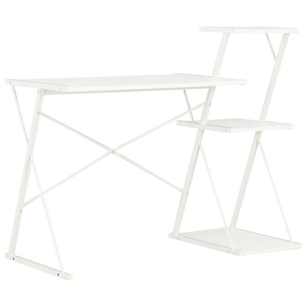Bureau table poste de travail meuble d'ordinateur informatique étude avec étagère 116 x 50 x 93 cm blanc 02_0023476