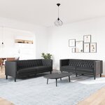 vidaXL Ensemble de canapé Chesterfield 2 Pièces noir similicuir
