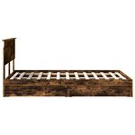 vidaXL Lit de Rangement Chêne fumé 135 x 190 cm Bois d'ingénierie