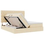 vidaXL Lit de rangement LED avec matelas Crème 200 x 200 cm Tissu