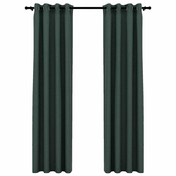 vidaXL Rideaux occultants Aspect lin avec œillets 2 Pièces Vert 140x245cm