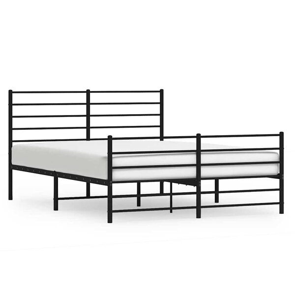 vidaXL Cadre de lit métal sans matelas avec pied de lit noir 150x200cm