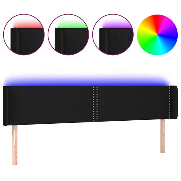 vidaXL Tête de lit à LED Noir 163x16x78/88 cm Tissu