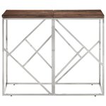vidaXL Table console argenté acier inoxydable et bois de mélèze massif