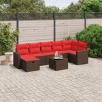 vidaXL Salon de jardin 8 Pièces avec coussins marron résine tressée