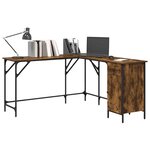 vidaXL Bureau chêne fumé 141x141x75 cm bois d'ingénierie