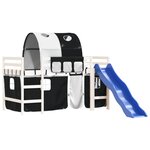 vidaXL Lit mezzanine enfants et tunnel blanc/noir 90x200 cm pin massif