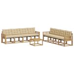 vidaXL Ensemble de canapés d'extérieur 9 Pièces Blanc et Beige