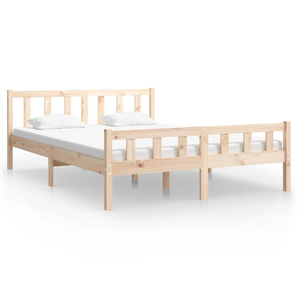 vidaXL Cadre de lit bois massif 150x200 cm très grand