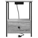vidaXL Table de nuit avec station de chargement 2 Pièces Sonoma gris