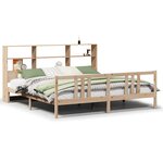 vidaXL Lit bibliothèque sans matelas 200x200 cm bois massif de pin