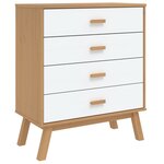 vidaXL Armoire à tiroirs OLDEN blanc et marron bois de pin solide