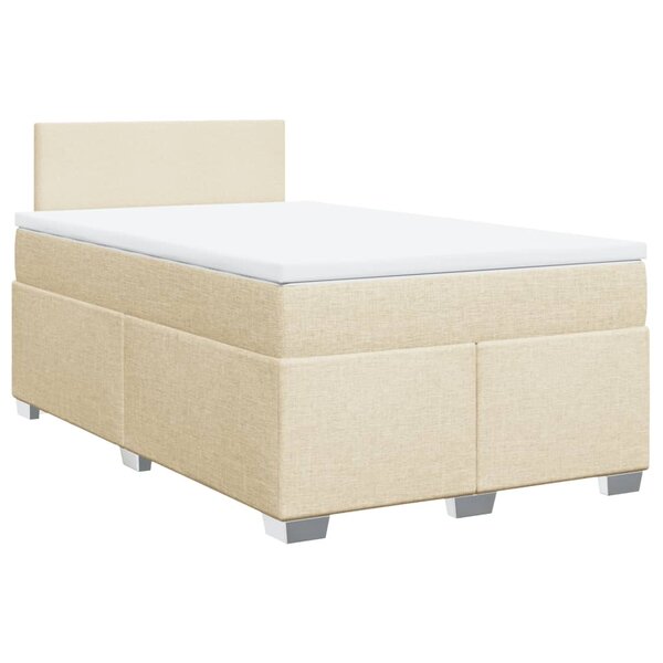 vidaXL Sommier à lattes de lit avec matelas crème 120x190 cm tissu