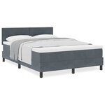Lit avec sommier et matelas vidaXL Gris foncé 160x200 cm Velours