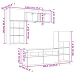 vidaXL Unités murales TV avec LED 5 Pièces gris sonoma bois d'ingénierie