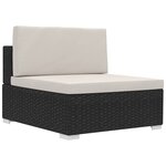 vidaXL Salon de jardin 3 Pièces avec coussins résine tressée noir