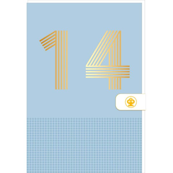 Carte D'anniversaire 14 Ans En Or - Bleu - A Message - Pour Ados Fille Garçon - 11 5 X 17 Cm - Draeger paris