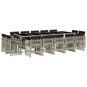 vidaXL Ensemble à manger de jardin et coussins 15 Pièces gris clair rotin