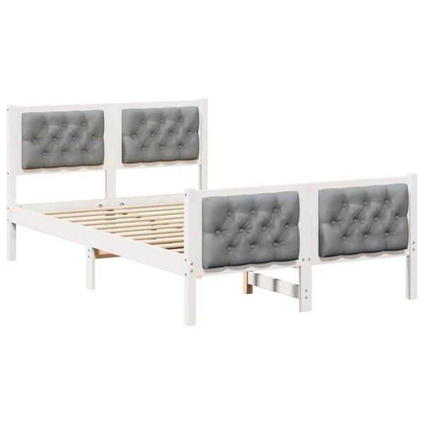 vidaXL Cadre de lit Gris clair 120 x 190 cm Pin massif