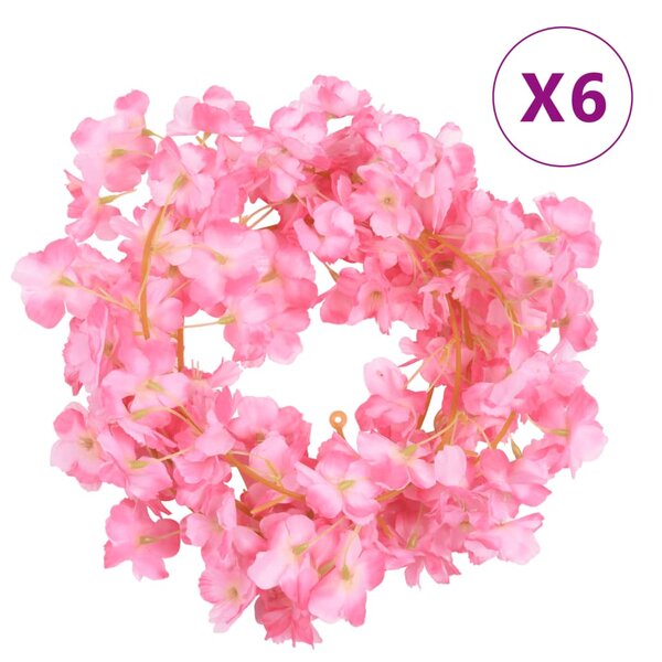 vidaXL Guirlandes de fleurs 6 Pièces rose foncé 180 cm