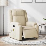 vidaXL Fauteuil inclinable de massage électrique crème tissu