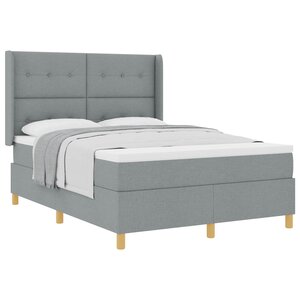 vidaXL Lit à ressorts avec matelas Gris clair 140 x 190 cm tissu