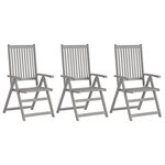 vidaXL Chaises inclinables de jardin 3 Pièces avec coussins Bois d'acacia