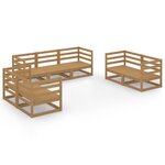vidaXL Salon de jardin 7 Pièces marron miel bois de pin massif