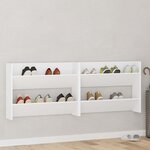 vidaXL Armoires à chaussures murales 2 Pièces Blanc 80x18x60 cm Aggloméré