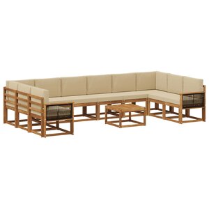 vidaXL Ensemble de canapés d'extérieur 11 Pièces Naturel et Beige