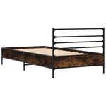 vidaXL Cadre de lit chêne fumé 90x190 cm bois d'ingénierie et métal