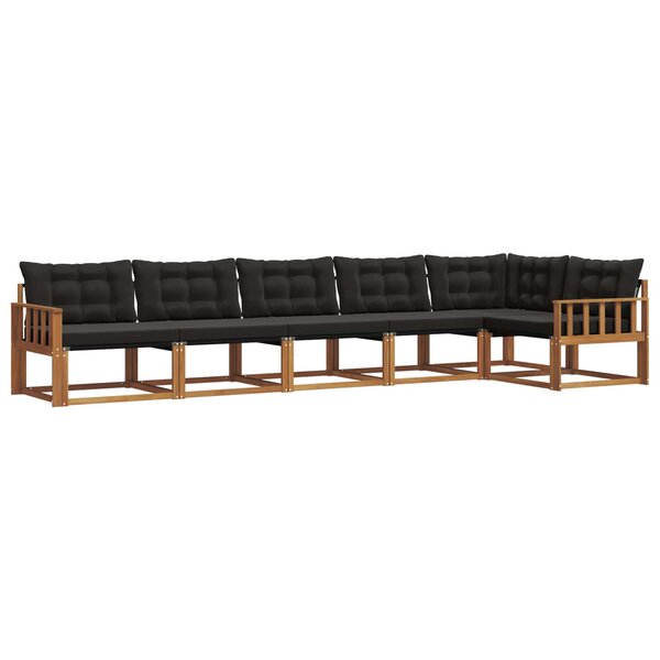 vidaXL Ensemble de canapés d'extérieur 6 Pièces Naturel et Noir